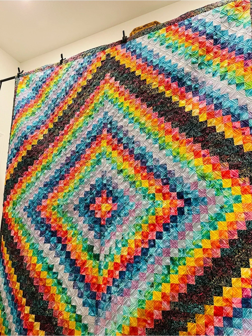 Handmade Multicolor Patchwork Quilt Bedspread - Vibrant Batik Rainbow Design